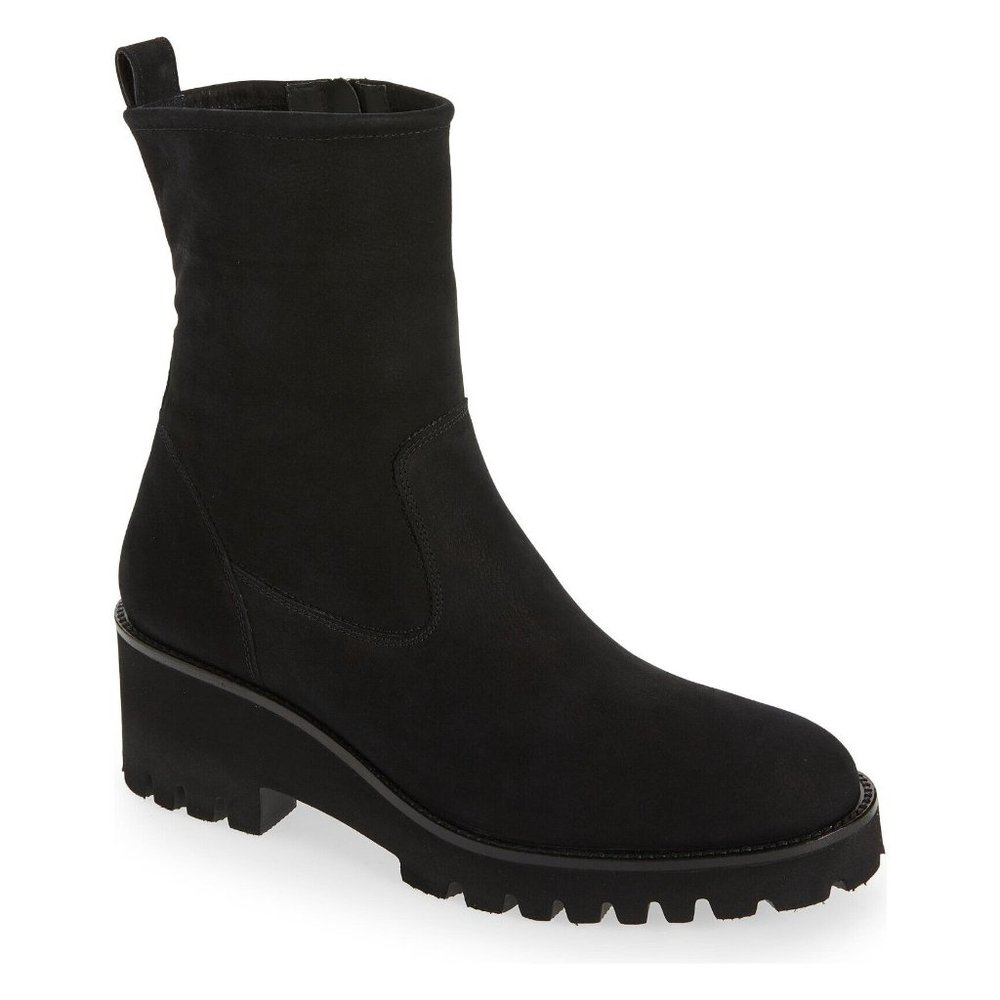 NWT $550 Paul Green NEWBURY Suede Wedge Boots BLACK PLATFORM CHUNKY 8 (TF26)